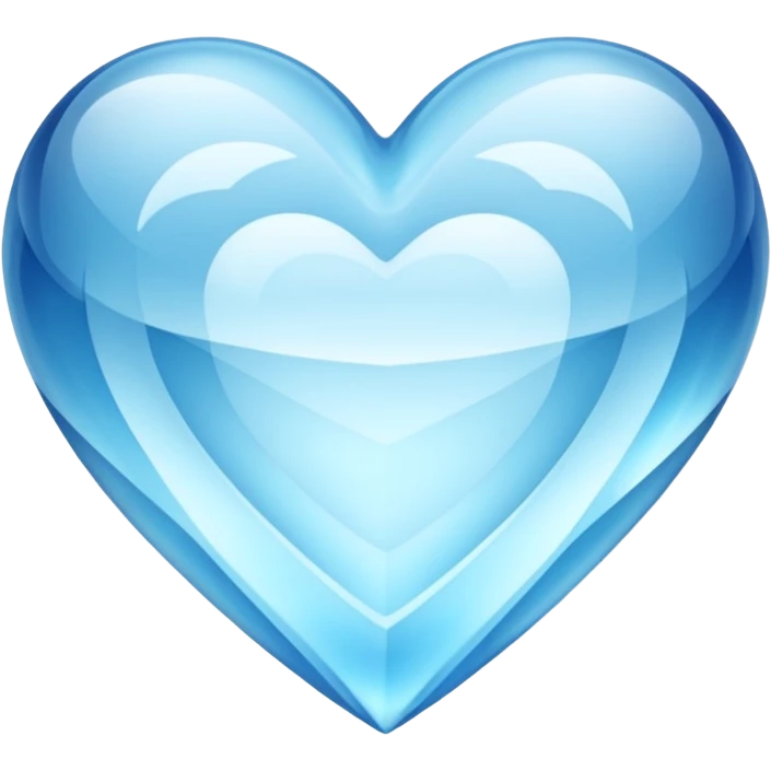 crystal heart emoji, icy blue, transparent, shiny emoji