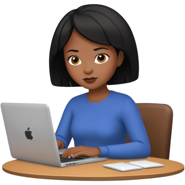 a black short hair woman typing laptop emoji