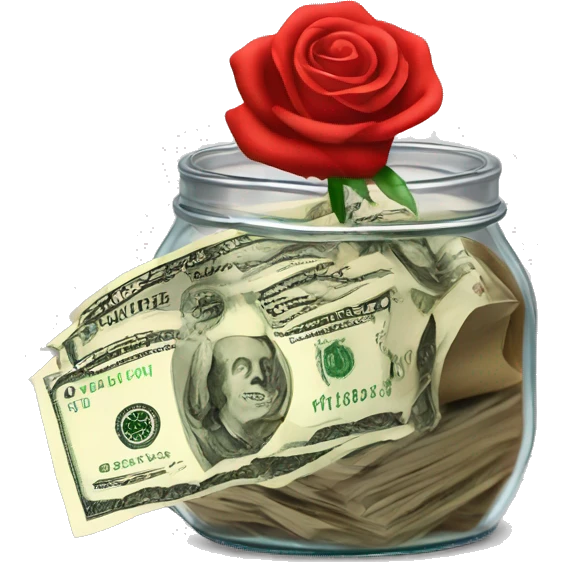 Tip jar dollar bills rose emoji