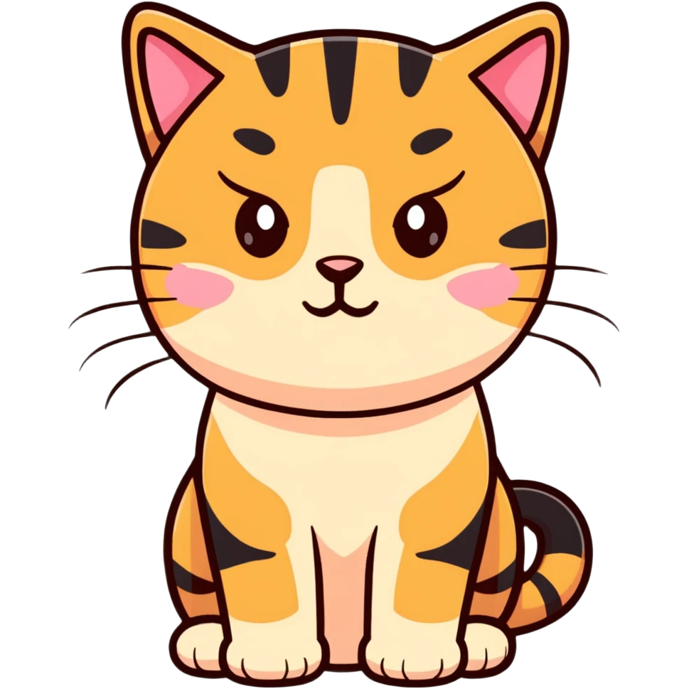 black/brown stripped tabby cat with beige pink nose and light brown eyes kitten emoji