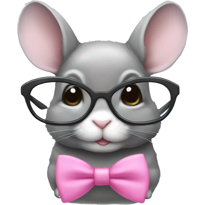Chinchilla with pink bow and glasses emoji