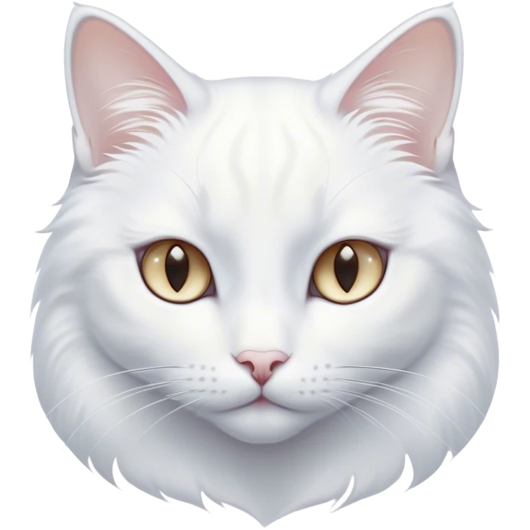 Cinematic Noble White Cat Portrait Emoji, Poised and stately, with a pristine, snow-white fur accented by delicate hints of silver, refined whiskers and a serene, focused gaze, simplified yet impeccably detailed, glowing with an ethereal radiance and timeless elegance, high shine, exuding calm intelligence and regal simplicity, soft glowing outline, capturing the essence of a noble white cat that radiates quiet majesty! emoji