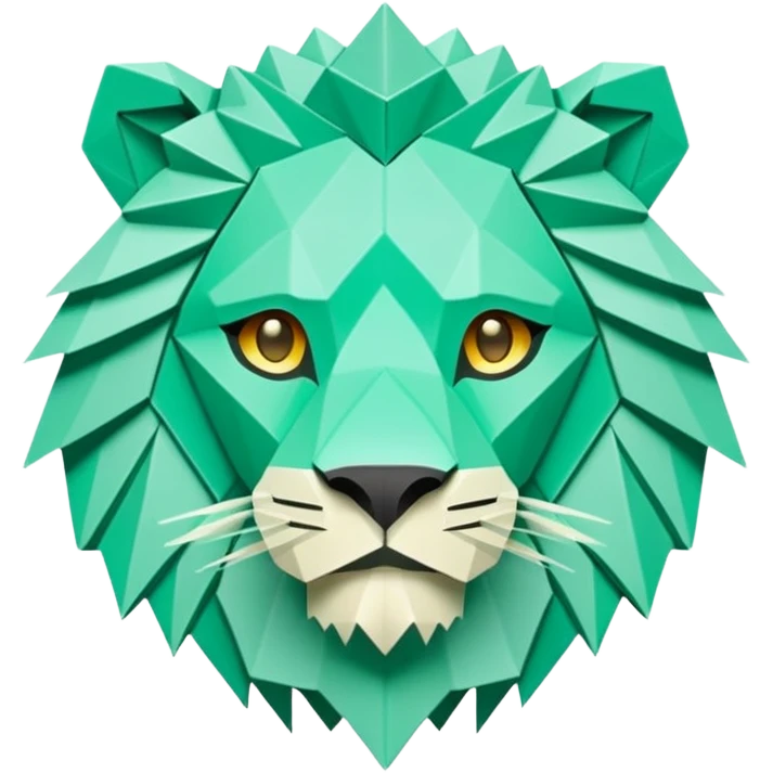 origami lion in color green mint rgb(168, 251, 211) emoji