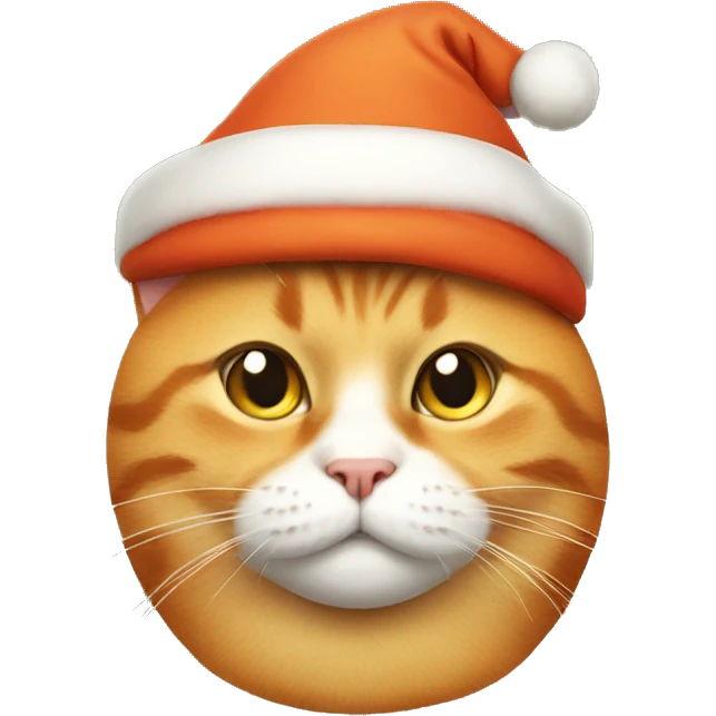 fat orange cat with christmas hat emoji