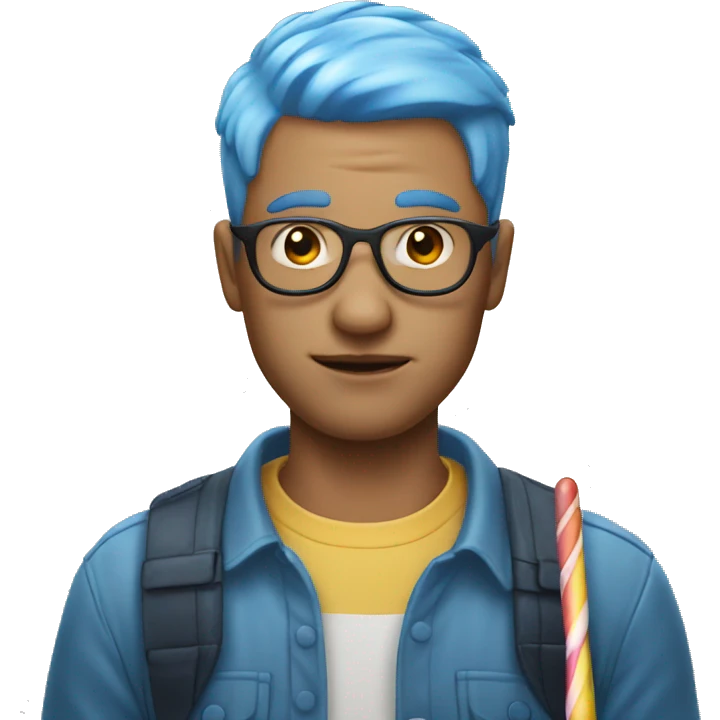 Man with short blue hair and a popsicle emoji