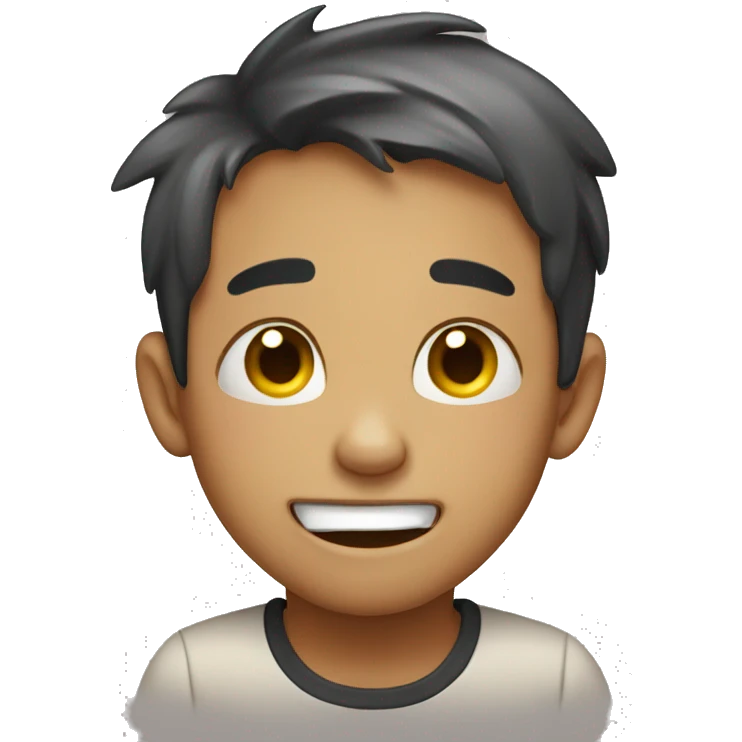 Boy crying with laughing emoji