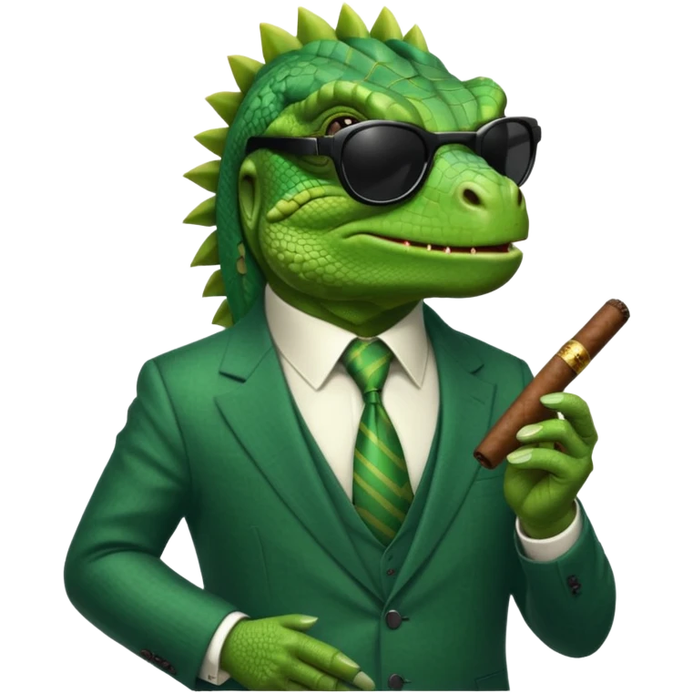 capitalist iguana banker godfather with black sunglasses emoji