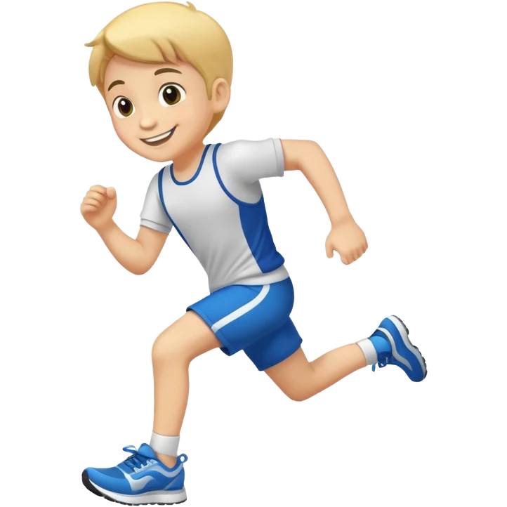 the boy wears his running shoes and he likes to run in a race emoji