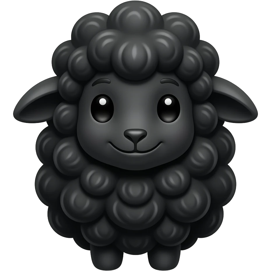 **Black Sheep Bar & Grill:**  ``` 3D emoji style, glossy surface, soft shadows, white background, centered, no text, cute black sheep character, fluffy wool, friendly expression ``` emoji
