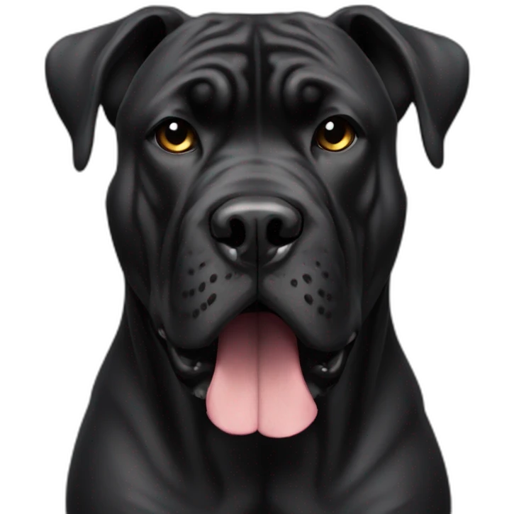 Agresive Full black presa canario dog cropped ears emoji