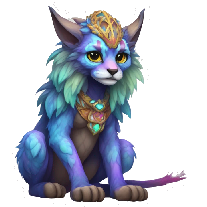 Colorful vernid fantasy creature LiLaiRa Kamirah Falvie whiskers paws full body emoji