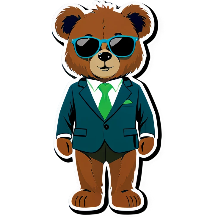 Teddy bear with sunglasses with the suit in green instead or blue emoji