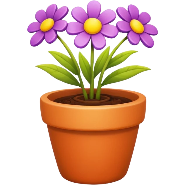 flower pot object icon, small decorative plant pot with blooming flower, ceramic texture, vibrant colors, cute garden vibe, 3D cartoon style, mobile game icon style, centered, clean background, no text, no watermark
 emoji