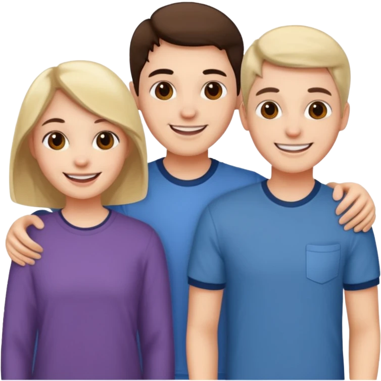 three friends selfie smiling emoji