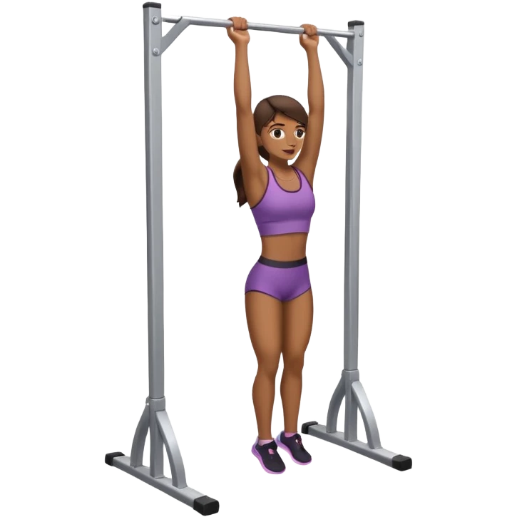 woman doing pull up full body on a stable pull up bar emoji