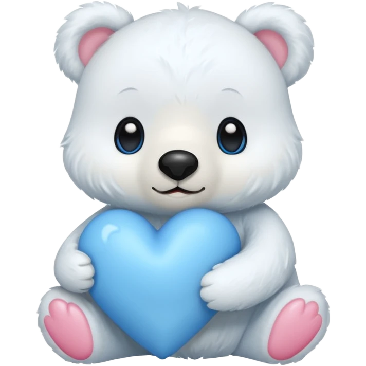 White bear holding blue heart emoji