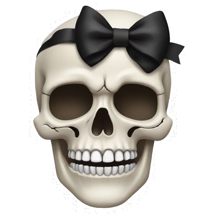 skull wearing a black bow emoji