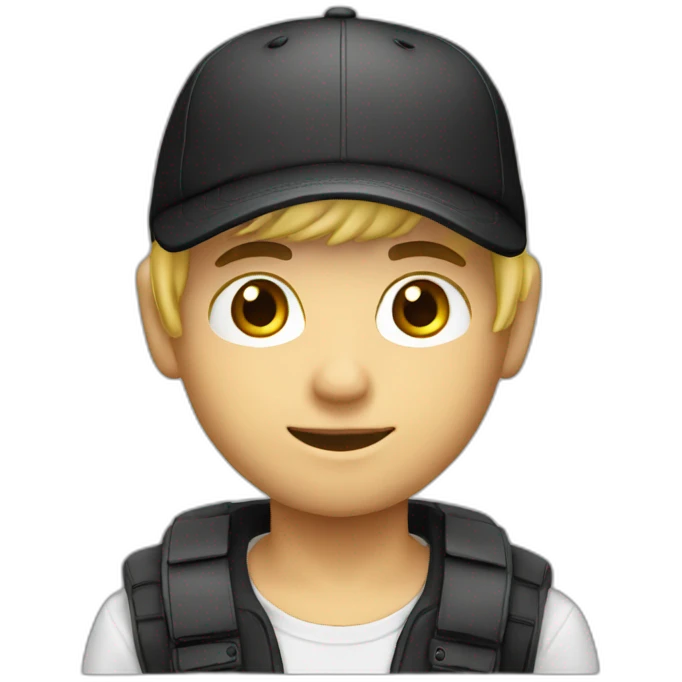 blond boy whit cap black emoji