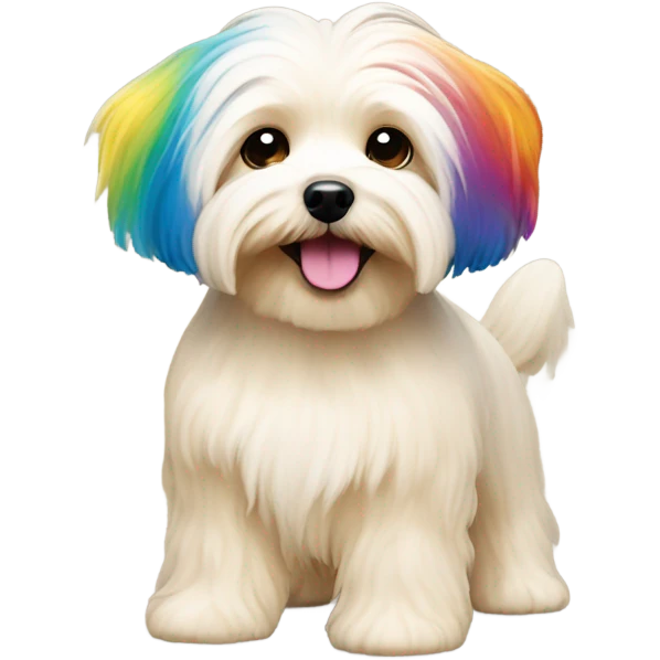 Cream colored havanese with RAINBOW TAIL (NOT RAINBOW EARS) emoji