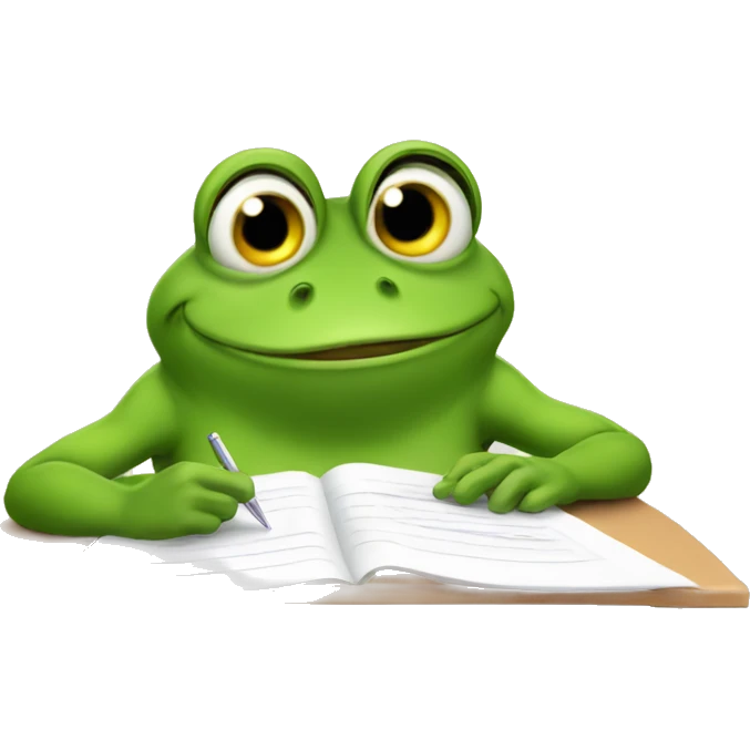 Frog taking exam emoji