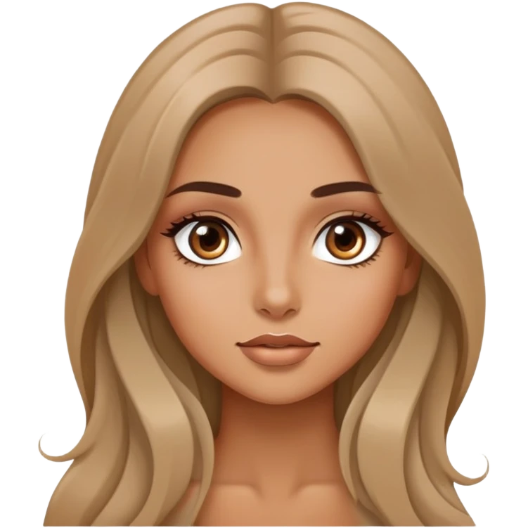  long hair, pretty eyes, pretty makeup, pretty bratz baddie emoji