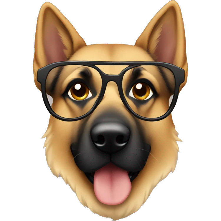 German shepard wearing glasses emoji
