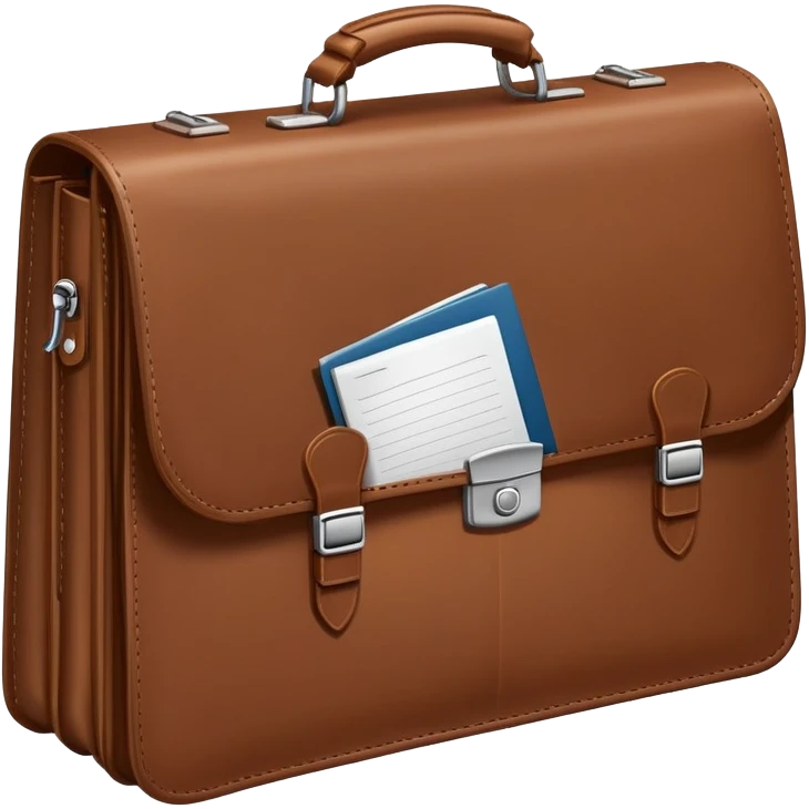  business briefcase slightly open with paper documents visible inside. emoji