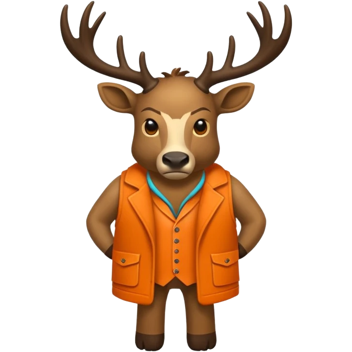 crea una mascota de equipo que sea un venado de cuerpo completo y lleve un chaleco con el nombre de telamon que en el chaleco diga telamon, el chaleco de color naranja, que en el lado izquierdo del chaleco diga telamon emoji