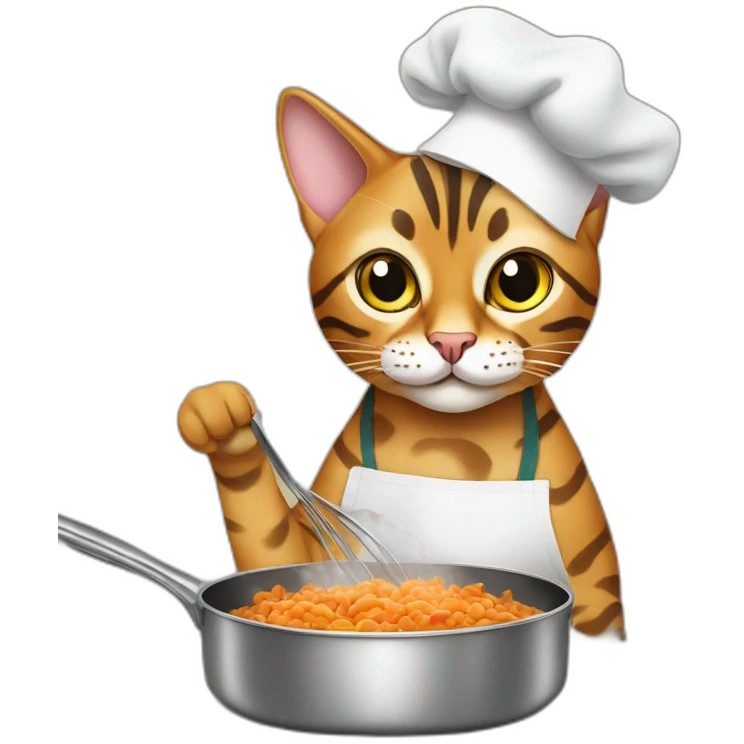 Bengal cat cooking emoji