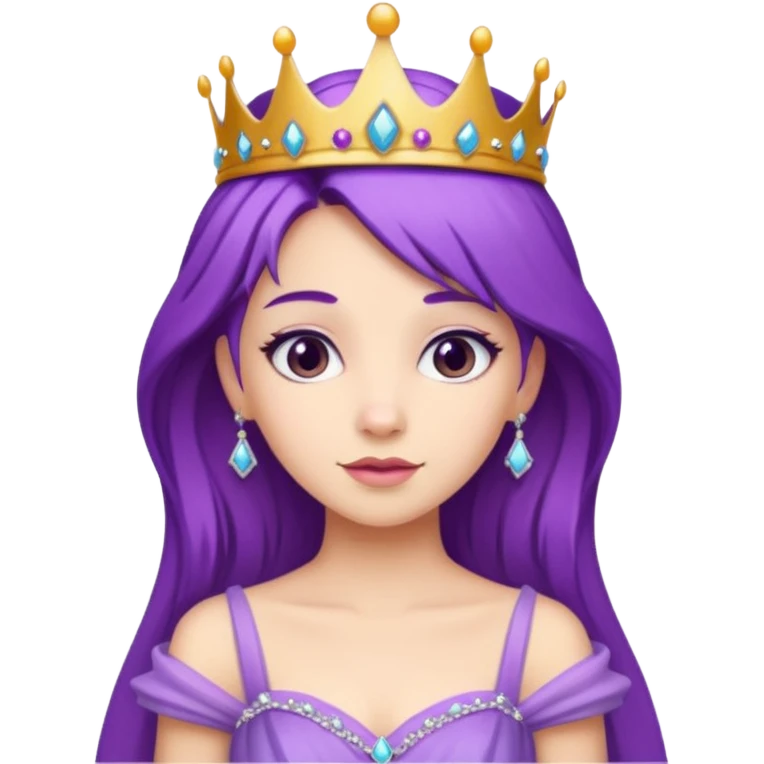 Princesses with Purple Hair in Gown with Tiara emoji