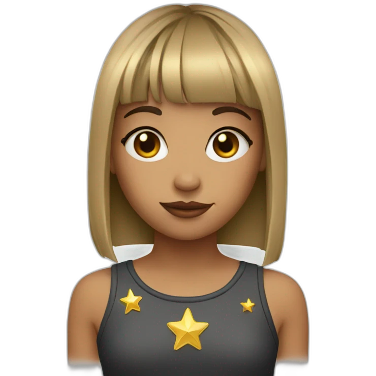 Girl with a star tattoo and bangs emoji