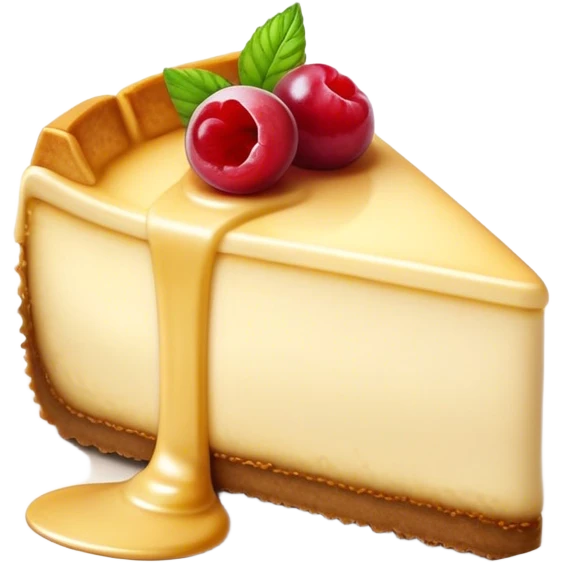 Cinematic Realistic Sernik Dessert Emoji, showcasing a rich, creamy cheesecake with a golden crust rendered with delicate textures and inviting, soft lighting. emoji