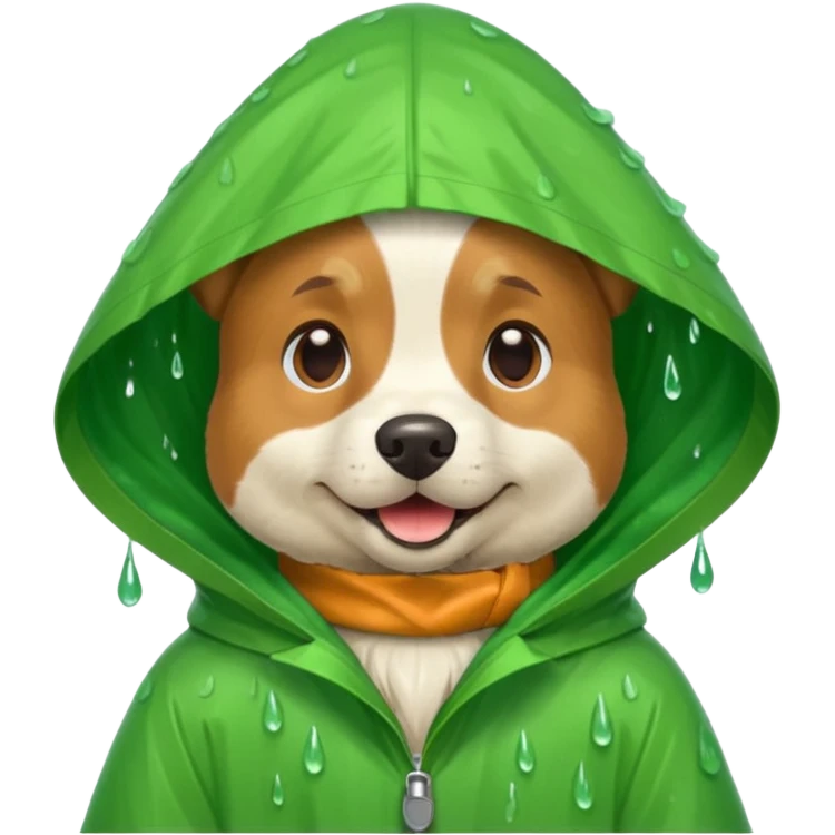 dog in green rain coat over head



 emoji