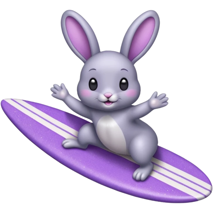 Glitter happy gray bunny purple cian surf emoji