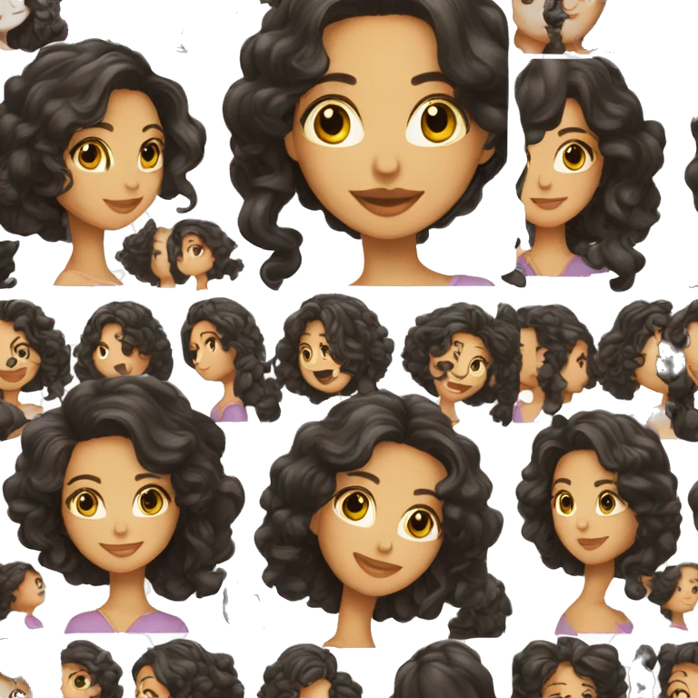 mujer morena cabello largo negro y lacio emoji