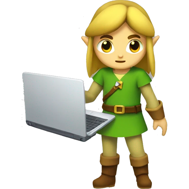 zelda link working with a laptop emoji