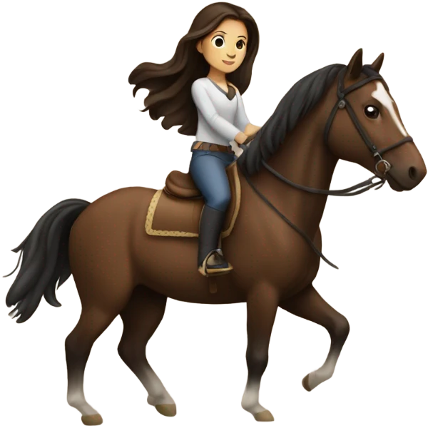 Brunette girl on a horse emoji