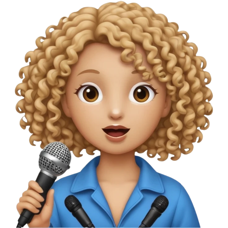 curly bunnie singing , holding mic emoji