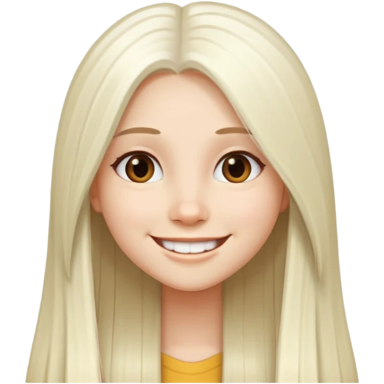 girl with long white  straight hair and smile emoji