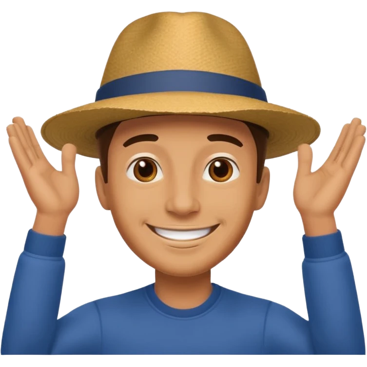 smiling man lifting hat in greeting emoji