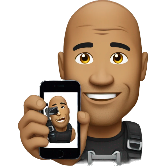 the rock with a mobile phone emoji