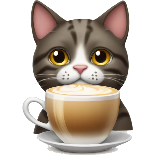 Cat drinking cappuccino  emoji