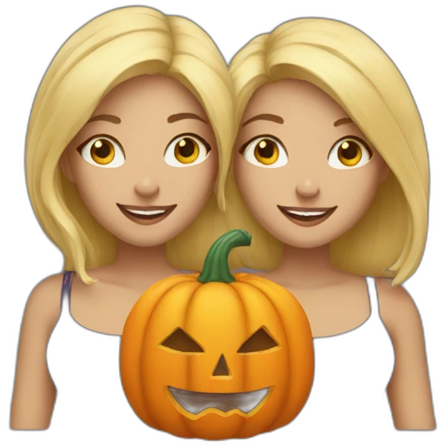 two blondes with pumpkins emoji