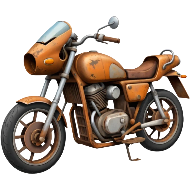 Damaged motorbike there should be no front wheel it should be like junk  emoji