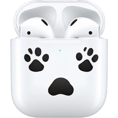 AirPods with paw print case emoji