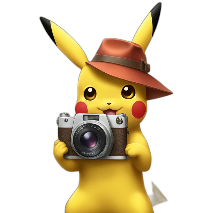 Pikachu holding a vintage fotografiando chica guapa emoji