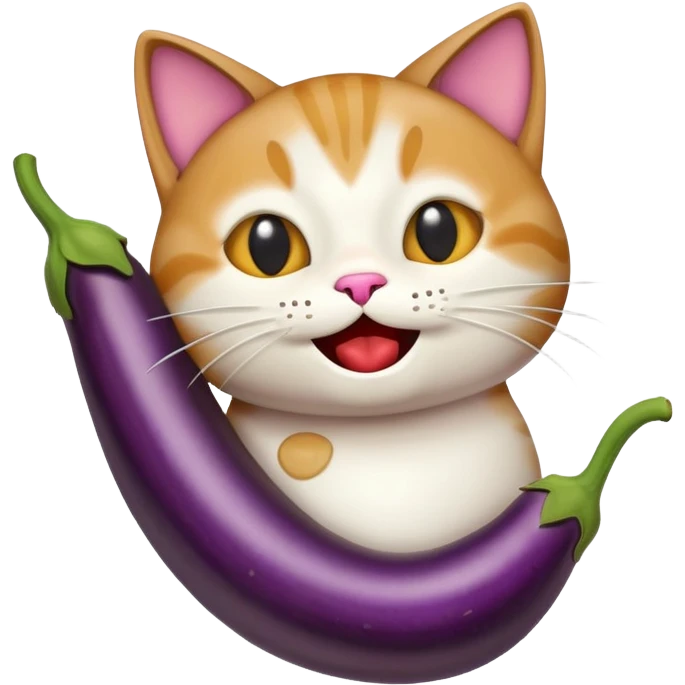 Cat emoji with eggplant in its mouth  emoji