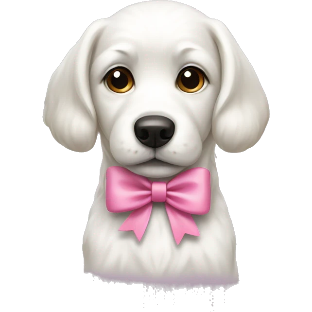 White dog with a pink bow emoji