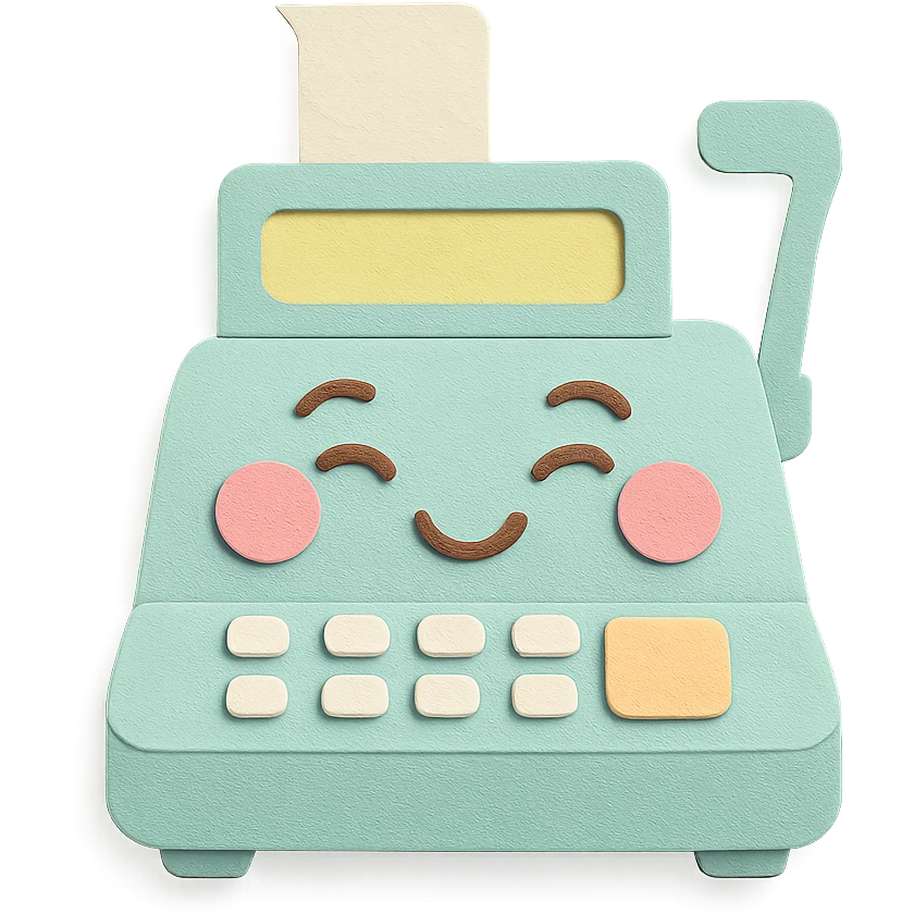 vintage cash register, full body, blushing cheeks, soft pastel tones emoji