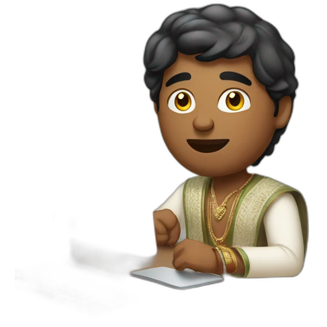 Indian guy using imac emoji